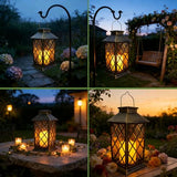 Solar Hanging Garden Lantern, Waterproof LED Flickering Flameless Candle Light (1pack)
