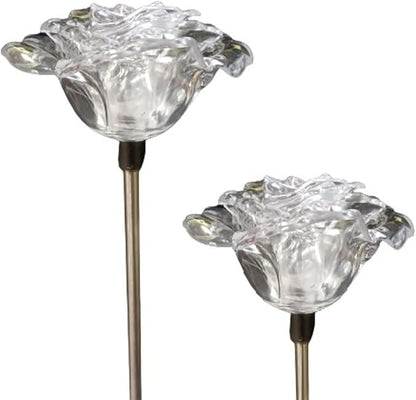 Starry Illuminate 2 PCS Solar Color Changing Style Garden Stake Light Pathway Stake Light (Rose)