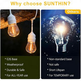 SUNTHIN 50FT White Outdoor String Lights with 16 1W LED Bulbs