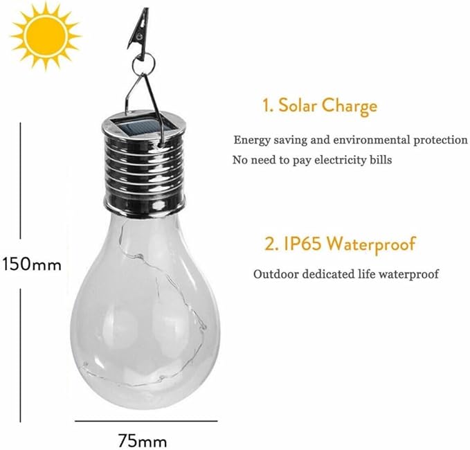 Solar Hanging Camping Lights Garden Yard Pathway Waterproof LED Light Bulb (Blue)