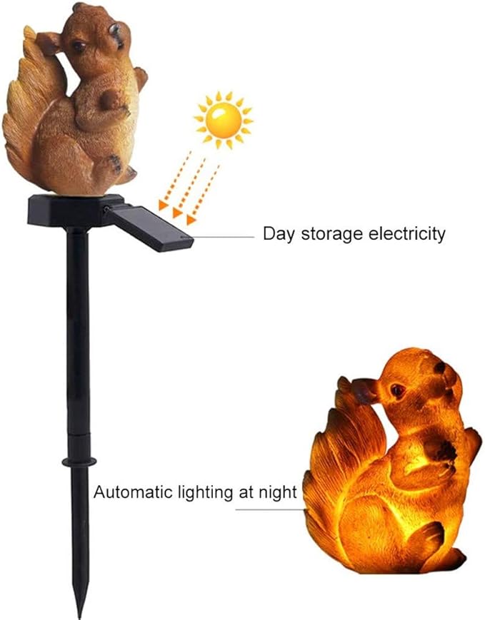 Ulalaza Outdoor Solar Lights Squirrel Shape Solar Powered LED Lamp Waterproof Garden Lights Stake Lights for Walkway
