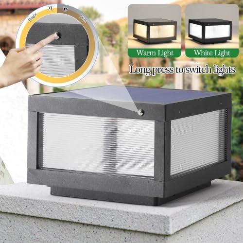 12" Black Solar Powered LED Post Cap Light, Modern Outdoor LED Fence Light for Pathways, Decks, and Patios (1-Pack) | Lumora