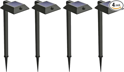 Mesh Linkable Series 4-Pack Solar LED Security Pathway Light w/ LiFePO4 Battery, 300LM, Auto-linking, 110°x16 ft Motion Detection, CCT 3000K/4000K/5000K, 4-Channel Settings, Stainless Steel, Black