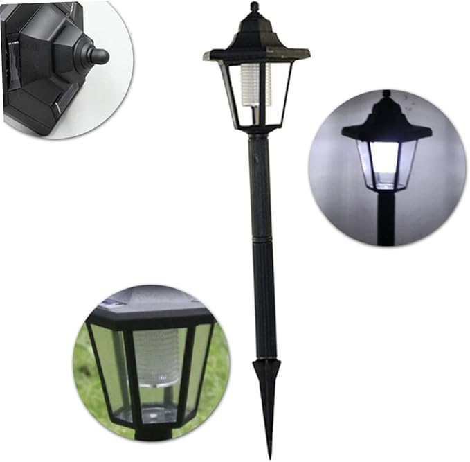2 Pcs Solar Powered LED Garden Pathway Lights Outdoor Landscape Lawn Patio Decor White Light Solar Panel