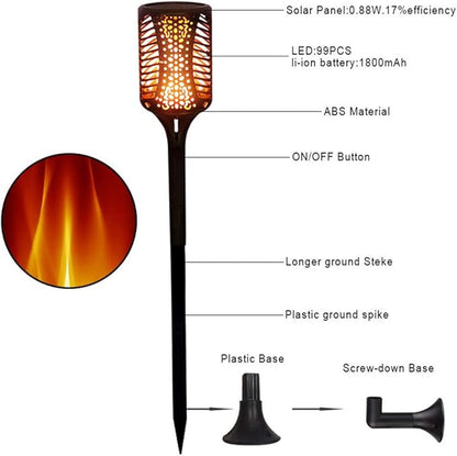 Ulalaza Solar Outdoor Lights 99 LED Flickering Flames Torch Light Waterproof Landscape Ligh Auto On/Off Path Lights