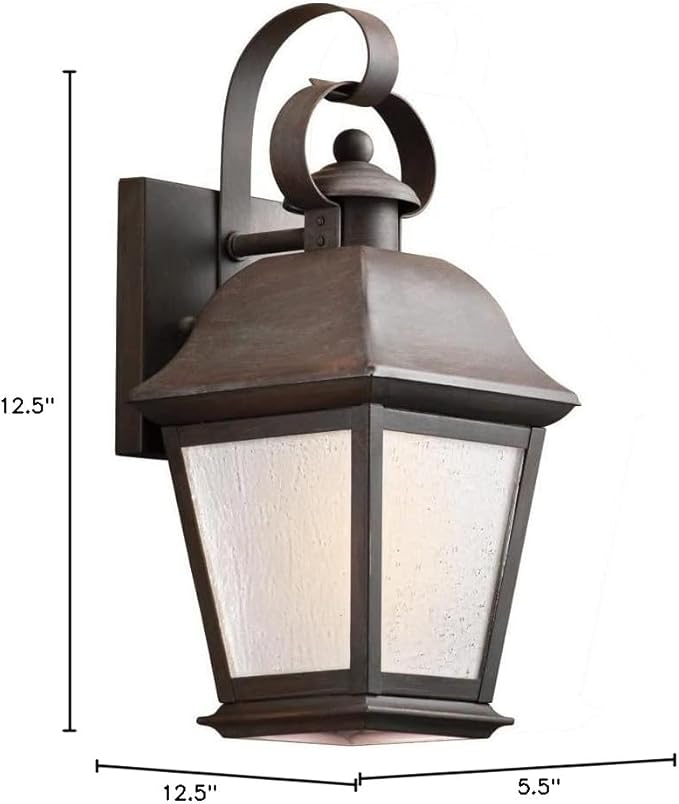 Kichler Mount Vernon 12.5" 1 Light Outdoor Wall Light with Clear Seeded Glass in Black