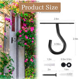 2Pack 2.5In Ceiling Hooks for Hanging Plant, Wall Hanger Plant Holder Black