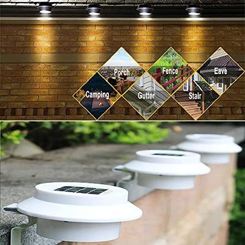 6-Pack Solar Gutter Led Lights, Outdoor Solar Fence Lights Deck Lights for Eaves Garden Landscape Yard (Black)