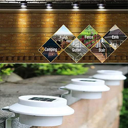 2 Pack Solar Fence Lights, Outdoor Sunpower Gutter Led Lights for Eaves Garden Landscape Yard (Black-1)