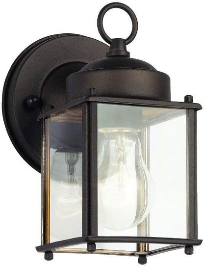 Kichler 9611OZ Patio Wall Sconce Lantern Outdoor Lighting, 8.25" Height, Bronze 1-Light (5" W x 9" H) 60 Watts