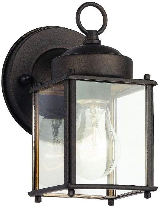 Kichler 9611OZ Patio Wall Sconce Lantern Outdoor Lighting, 8.25" Height, Bronze 1-Light (5" W x 9" H) 60 Watts