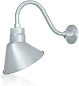 10in. Galvanized Finish Angle Shade Gooseneck Sign Light Fixture With 14.5 in. Long Extension Arm - Wall Sconce | Lumora