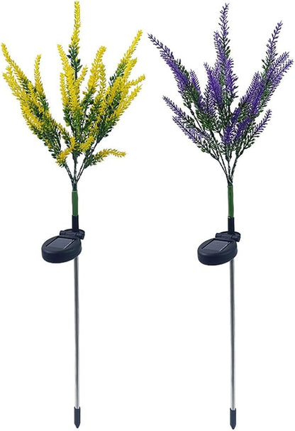 2PCS Garden Solar Lights Multi-Color Changing 28 LED Flower Stake Light Decorative Landscape Lawn Yard Outdoor Lights Purple and Yellow Length 90 * 60 * 400mm/4 * 3 * 16inch