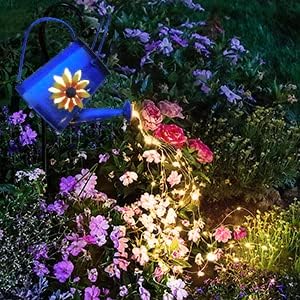 Blue Solar Watering Can with Light,Solar Powered Waterfall Lights 1 Pack 60 - Outdoor Lighting Accessory | Lumora