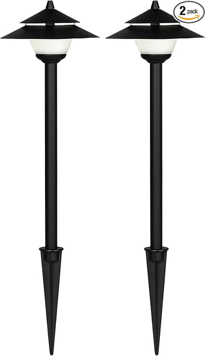 John Timberland Pollack 15" High Modern Outdoor Landscape Path Lights Porch House Exterior Outside Set of 2 LED Bulb Weatherproof Black Metal Glass Shade Front Door Patio Garage Home Deck