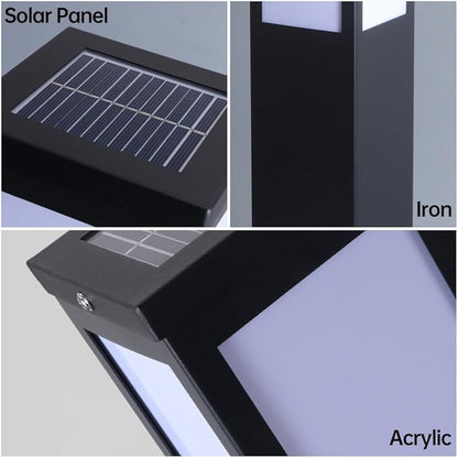 Solar Landscape Path Light Iron Housing Pathway Light 3W Luxury LED Bollard Lighting Fixture IP65 Waterproof Garden Floor Lamp Outdoor Walkway Lights for Lawn Courtyard Driveway Decoration