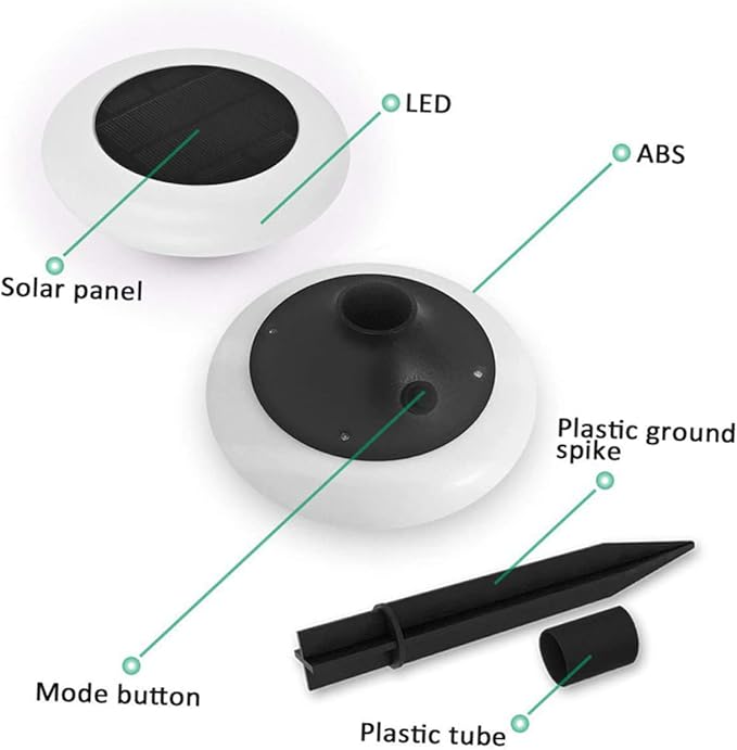DOITOOL 4pcs RGB Colorful Solar Ground Lights Outdoor Pathway Lamp for Lawn Garden Driveway Easy Installation Modes Landscape Lighting