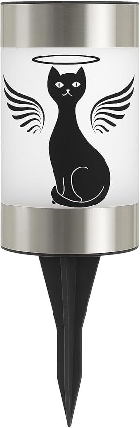 Solar Cat Memorial Garden Light, Outdoor Pet Remembrance Keepsake with Angel Silhouette, Automatic Dusk to Dawn LED | Lumora
