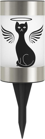 Solar Cat Memorial Garden Light, Outdoor Pet Remembrance Keepsake with Angel Silhouette, Automatic Dusk to Dawn LED | Lumora