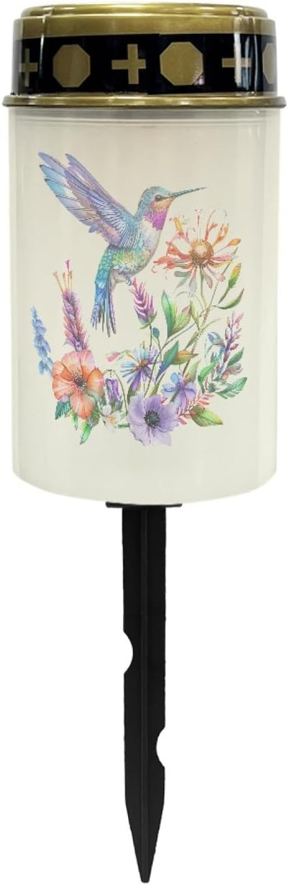 Outdoor Solar Garden Lights Waterproof Pathway Lights Stake Lights Outdoor Decorations for Patio/Yard/Driveway Walkway Lights Hummingbirds Floral Flameless Outdoor Table Lamp