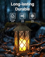 2 Pack 14'' Durable Tempered Glass Solar Lanterns Outdoor Waterproof