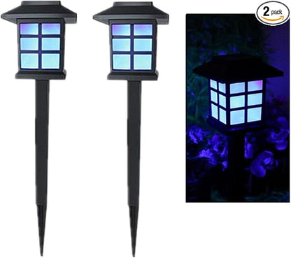 Outdoor Solar Pathway Lights Waterproof 2-Packs Outside LED Decorative Lights Landscape Lighting for Yard Patio Driveway Garden (Blue)