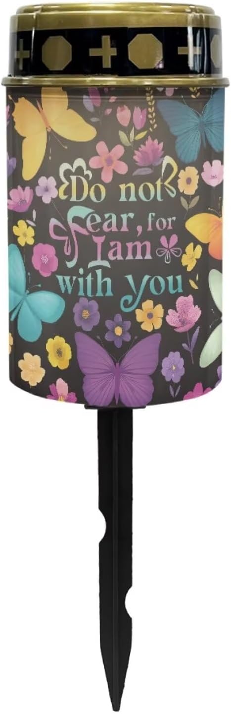 Cemetery Decorations for Grave Butterfly Solar Cross for Cemetery Grave Waterproof Dusk to Dawn Sensor Solar Grave Lamp for Cemetery Bereavement Gifts 2 Pack