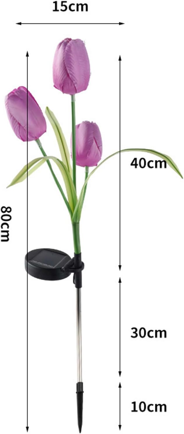 2pcs Flowers Waterproof Solar Powered Stake Lights LED Decorative Landscape for Garden Solar Tulip LED Garden Stake Lights (Purple)