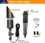 Gardenreet Brass Spot Light - Outdoor Landscape Spotlights Low Voltage, LED 12V Landscaping Uplights All Weather | Lumora