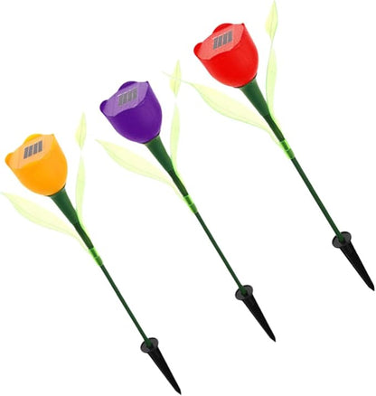 Sosoport 6pcs Solar Led Tulip Garden Lights Weatherproof Outdoor Solar Pathway Lamps for Driveways and Yards Energy Efficient Landscape Lighting Random Colors