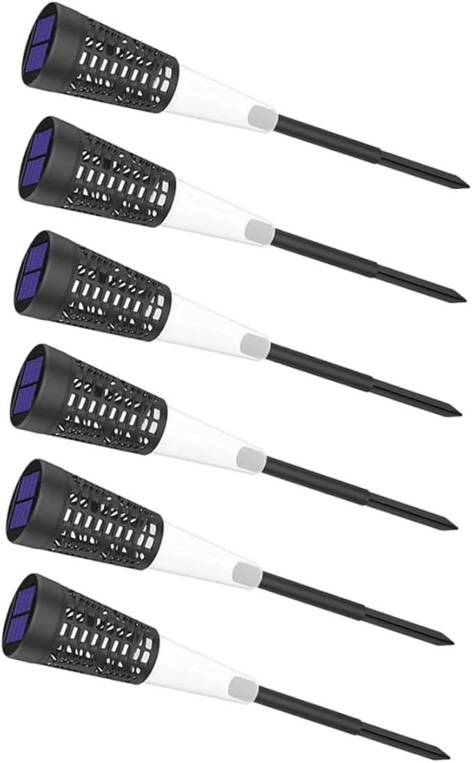 6pcs Solar Powered Garden Pathway Lights, Decorative Outdoor Lawn and Yard Landscape Lamps with Warm and Colorful Glow, Solar Cone Hollow Stake Design for Patio and Garden Lighting