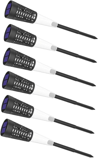 6pcs Solar Powered Garden Pathway Lights, Decorative Outdoor Lawn and Yard Landscape Lamps with Warm and Colorful Glow, Solar Cone Hollow Stake Design for Patio and Garden Lighting