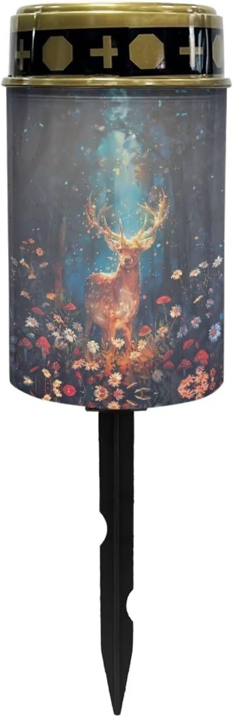Garden Stake Light, Deer Solar Lights for Cemetery Grave,Solar Pathway Lights Outdoor,Lawn Yard Patio Garden Decor