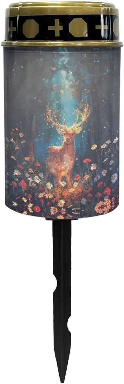 Garden Stake Light, Deer Solar Lights for Cemetery Grave,Solar Pathway Lights Outdoor,Lawn Yard Patio Garden Decor