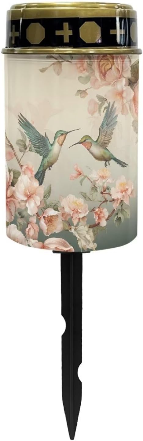 ZOUTAIRONG Hummingbird Solar Light for Cemetery Grave Solar Pathway Lights,Solar Lights 2 Pack Outdoor Waterproof Garden Stake Lights for Outside Yard Patio Landscape Lighting Warm Pathway