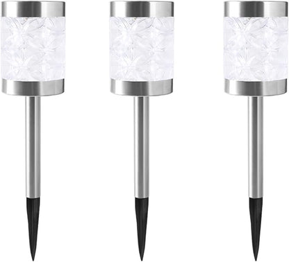 Lxcom Lighting Solar Hollow Flower Pathway Lights Outdoor Solar Lawn Lights Outdoor Solar Garden Lights Decorative Solar Path Lights Waterproof for Lawn Garden Yard Patio, 3 Pack(White)