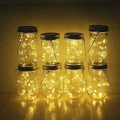 30LED Solar Mason Jar Lights, 8 Pack Jar Lid String Lights (No Jars), Waterproof Fairy Firefly Light for Garden, Patio, Outdoor, Yard, Lawn Decor(Warm White)