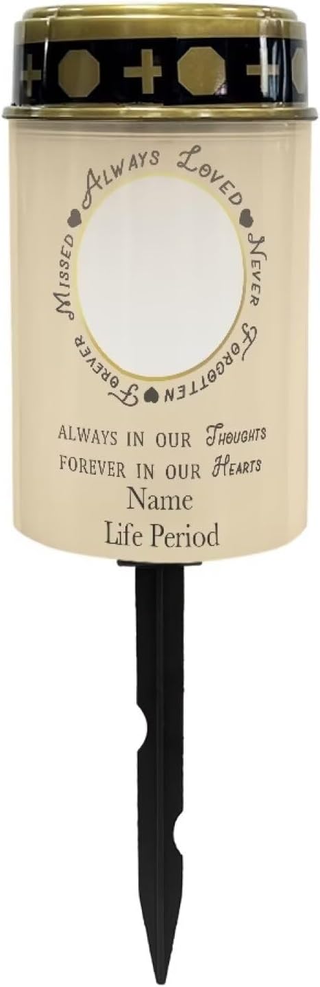 Cemetery Grave Candle Lamp Custom Photos, Solar Power Lights Personalized Photo Grave Meorial Lights for Grave Cemetery Decor