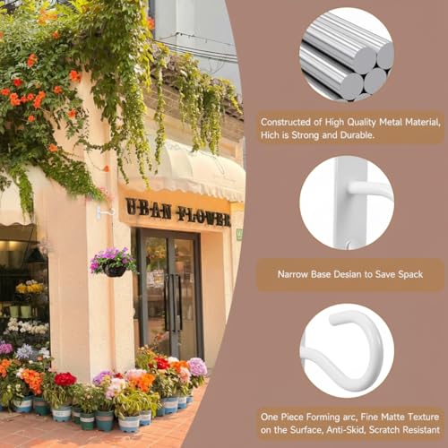 2Pack 4Inch Ceiling Hooks for Hanging Plant, Wall Hanger Plant Holder White
