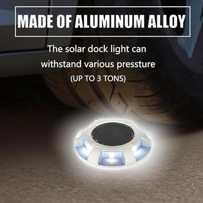 6 Pack Solar Driveway/Solar Deck Marine/ LEDs Dock Lights Solar Powered Warning Step Light Outdoor Waterproof with 600mAh Battery Auto-on Pathway Markers for Garden Steps Walkway Yard (White, Pack, 6)