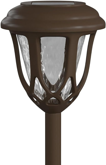 Flash Furniture Hess 8 Pack LED Solar Lights - All-Weather Brown Tulip Style Outdoor Solar Powered Lights - Landscape Lighting for Pathway, Garden, & Yard, 3.37x3.37x14, Brown