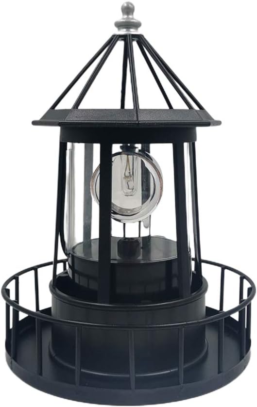 LED Solar Powered Lighthouse, 360 Degree Rotating Lighthouse Lamp, IP65 Waterproof LED Solar Lighthouse Lamps Towers Statue Lights for Outdoor Garden Pathway Patio