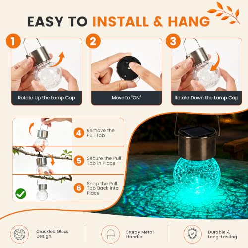 GIGALUMI Solar Hanging Lights Outside Solar Christmas Decoration Light 24Pc