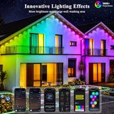 200FT Permanent Outdoor Lights, Smart RGB+IC Eaves Lights for House, App & Remote Control, LED Roofline Lights, Waterproof Exterior House Lights for Year-Round Christmas & Holiday Lighting