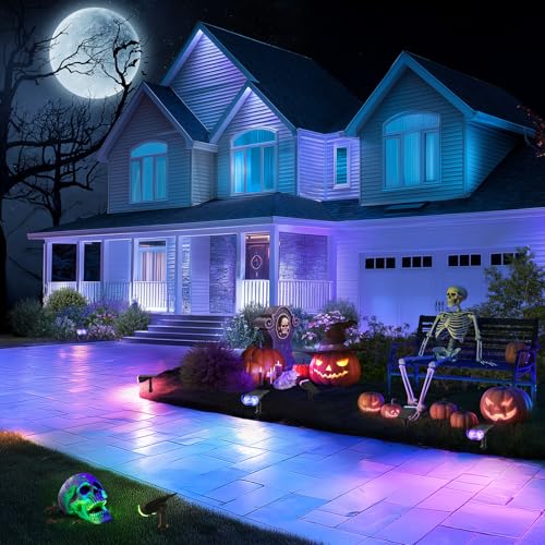 Linkind Halloween Solar Lights Outdoor Spotlight Waterproof RGB 8 Pack