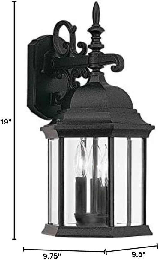 DESIGNERS FOUNTAIN Devonshire 3-Lights Outdoor Light Fixture, 19 Inch Exterior Wall Lantern Sconce for Front Door | Lumora