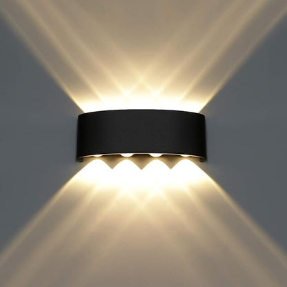 Kawell 8W Waterproof Modern Wall Light LED Wall Lamp Aluminum LED Wall Sconce Up Down Indoor Outdoor for Bathroom Bedroom Hallway Porch Corridor Hotel Doorway Garden Pathway, Black 3000K