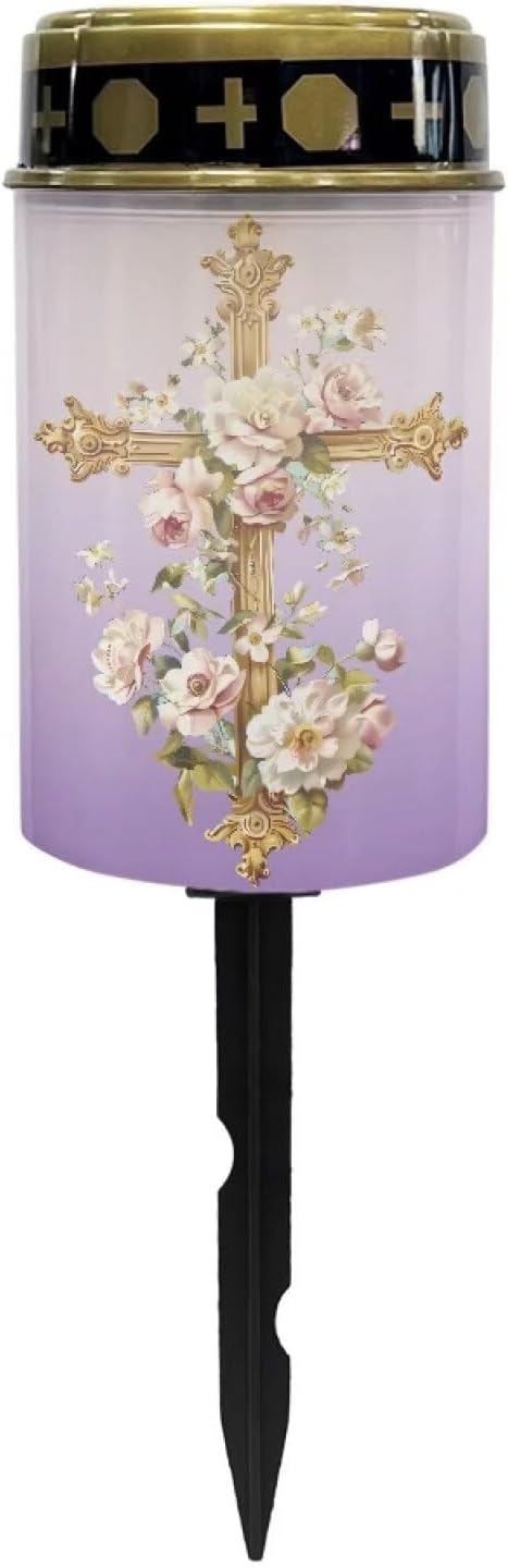 Cross Solar Lights Outdoor Pathway Solar Memorial Lights for Graves Waterproof Auto On/Off Outdoor Led Pathway Landscape Solar Lights for Garden, Yard, Patio, Path and Walkway