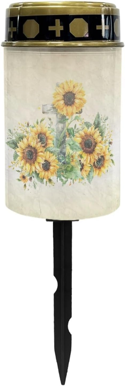 Sunflower Cross Solar Pathway Lights Outdoor Warm White Solar Garden Stake Lights Landscape Decorative Lighting for Yard Patio Driveway LED Solar-Powered Fairy Lights for Outside