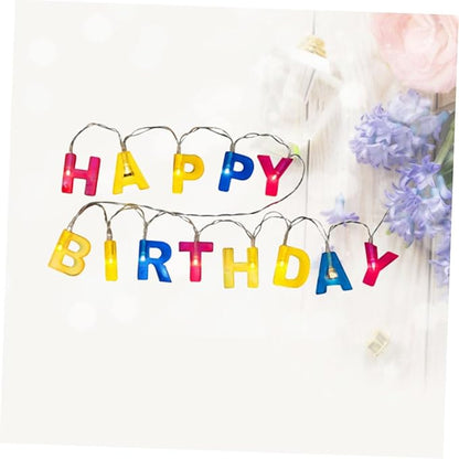 Unomor 1set Led String Lights Letter Style Birthday Lamp String for Home Party Decorations Warm Festival Lights for Canteens Patios Battery Not Included